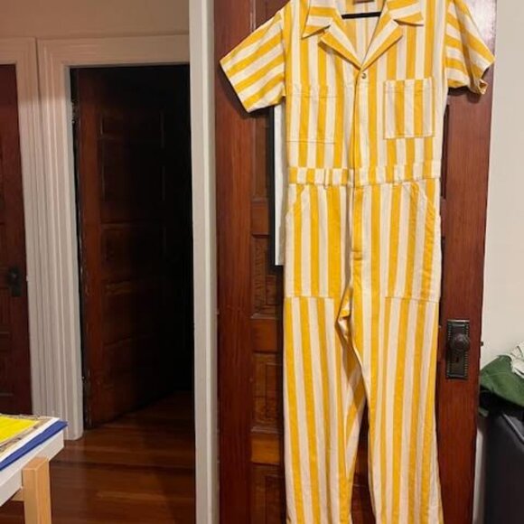 Big Bud Press Yellow Stripe Jumpsuit - Large NWOT - Picture 2 of 5